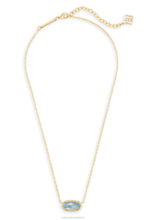 kendra scott elisa korte hanger ketting goud lichtblauwe illusie Hello Molly T6BF10083 accessoires