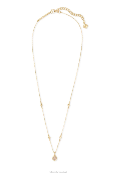 kendra scott nola korte hanger ketting goud iriserende drusy Hello Molly T6BF10081 accessoires