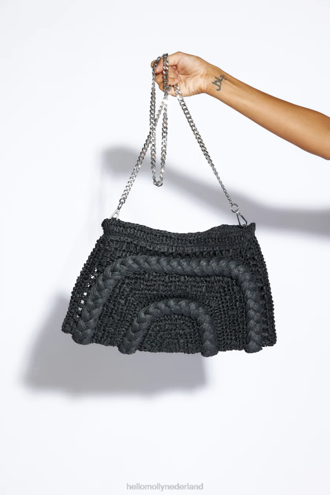 Billini Ivy clutch zwart raffia Hello Molly T6BF10219 accessoires