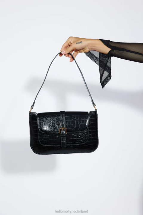 billini imogen schoudertas zwart croc Hello Molly T6BF10215 accessoires