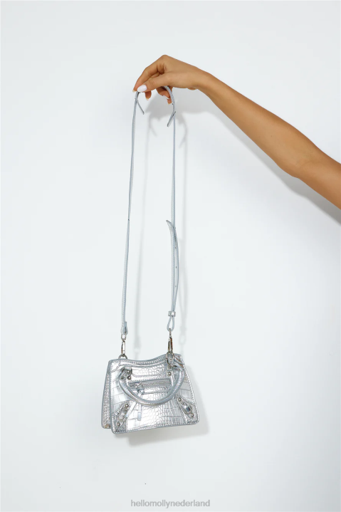 billini tas met amberkleurig handvat zilver krokodil Hello Molly T6BF10223 accessoires