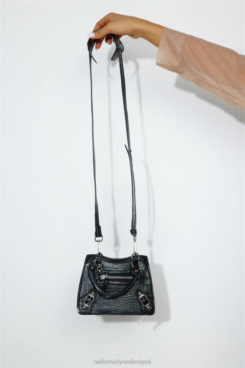billini tas met amberkleurig handvat zwart krokodil Hello Molly T6BF10221 accessoires