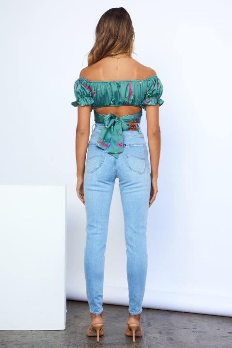 Lee zandloper hoge licks crop jeans optimaal blauw Hello Molly T6BF9781 kleding