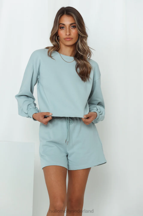 relaxte minnaarshort duck egg blauw Hello Molly T6BF9141 kleding