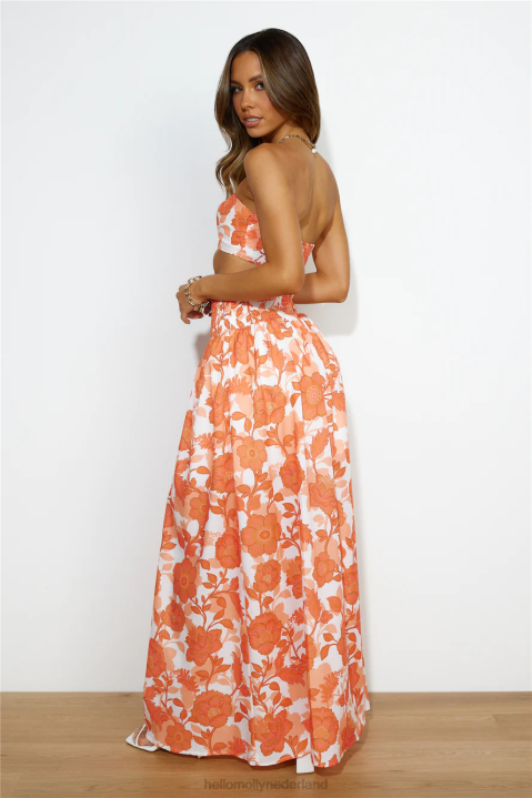 crème brulee maxi rok oranje Hello Molly T6BF9651 kleding