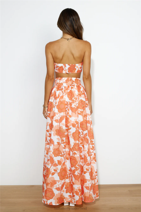 crème brulee maxi rok oranje Hello Molly T6BF9651 kleding
