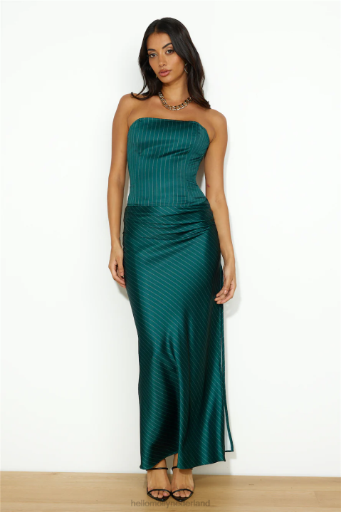 lioness devon maxi rok groene krijtstreep Hello Molly T6BF9621 kleding