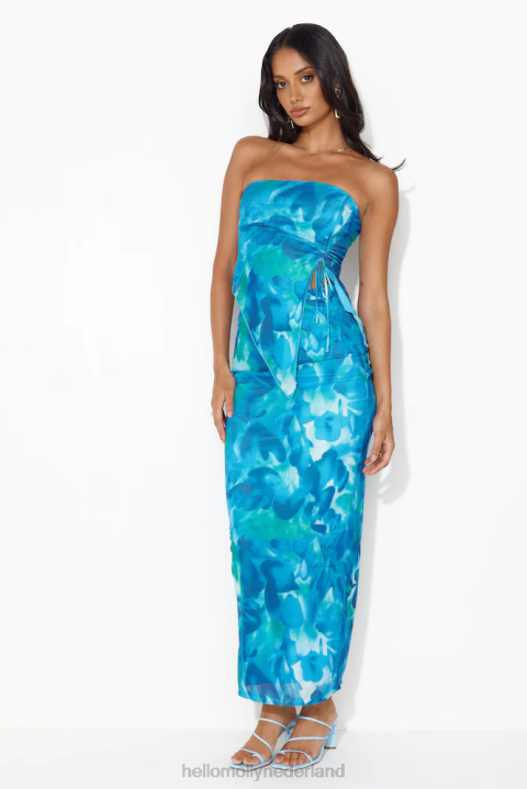oceaanschat mesh midi rok blauw Hello Molly T6BF9517 kleding