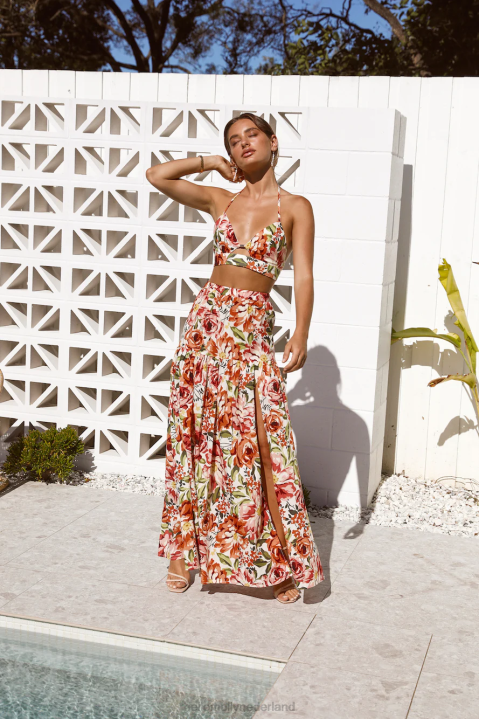 seven wonders madeira maxirok oranje bloemen Hello Molly T6BF9243 kleding