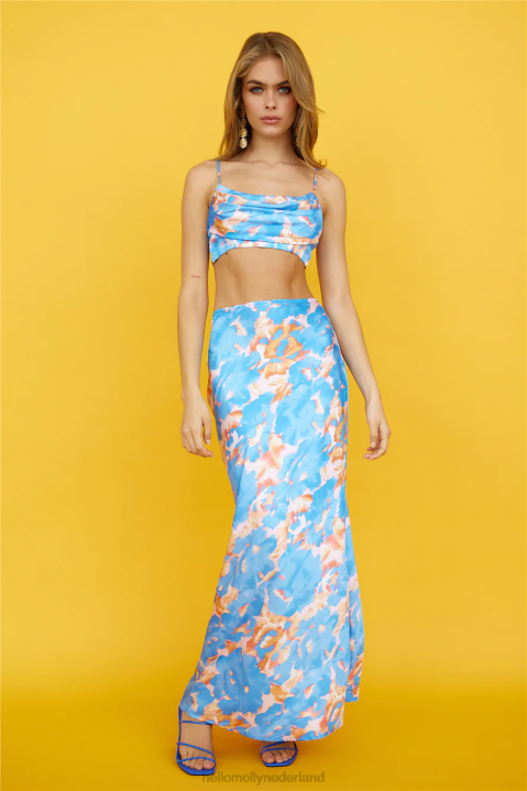 verborgen achter je ogen midirok blauw Hello Molly T6BF9575 kleding