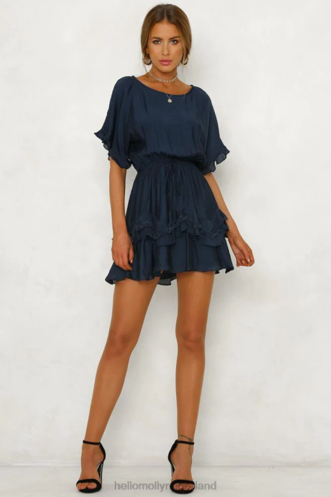 deze keer jurk marineblauw Hello Molly T6BF7721 kleding