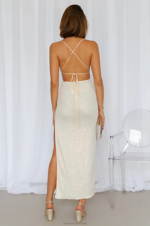 Creëer de spell midi-jurk met crèmekleurige pailletten Hello Molly T6BF3771 kleding