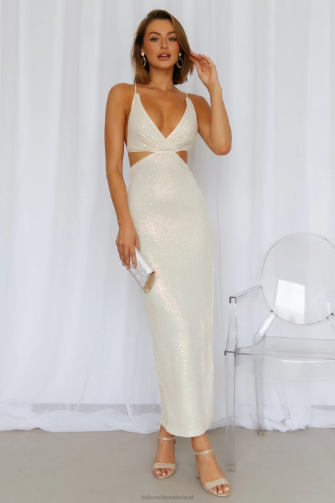 Creëer de spell midi-jurk met crèmekleurige pailletten Hello Molly T6BF3771 kleding