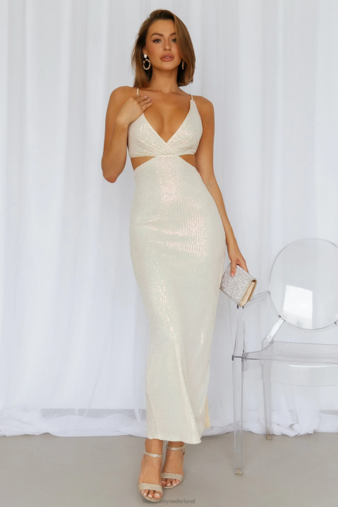 Creëer de spell midi-jurk met crèmekleurige pailletten Hello Molly T6BF3771 kleding
