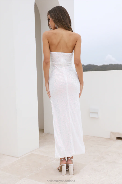 disco dansende maxi jurk met witte pailletten Hello Molly T6BF6463 kleding