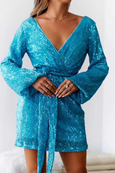 statische memory-jurk met pailletten blauw Hello Molly T6BF1591 kleding