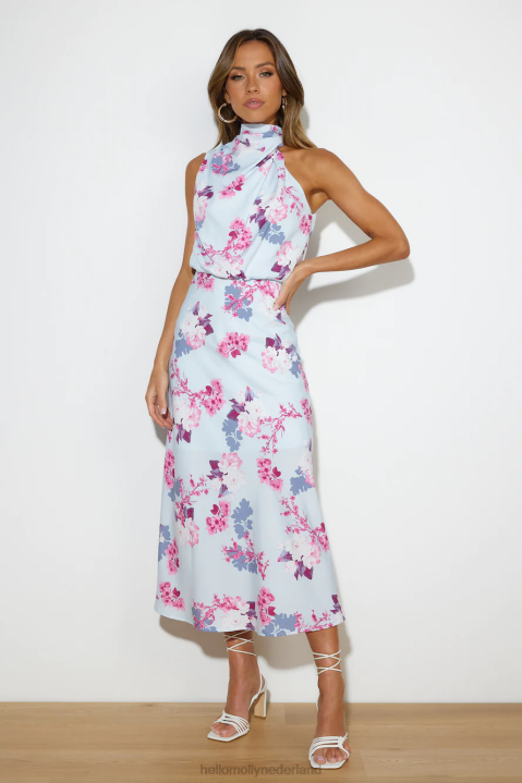 Ik zag er blauw uit in een satijnen maxi-jurk Hello Molly T6BF5829 kleding