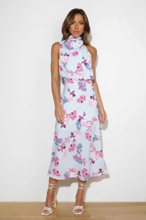 Ik zag er blauw uit in een satijnen maxi-jurk Hello Molly T6BF5829 kleding