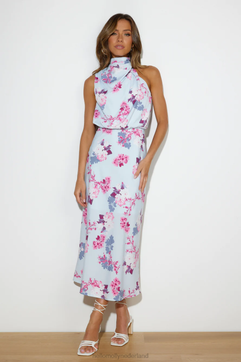 Ik zag er blauw uit in een satijnen maxi-jurk Hello Molly T6BF5829 kleding