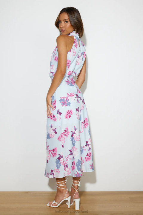 Ik zag er blauw uit in een satijnen maxi-jurk Hello Molly T6BF5829 kleding