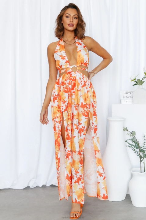 Rising Love maxi-jurk oranje Hello Molly T6BF6433 kleding