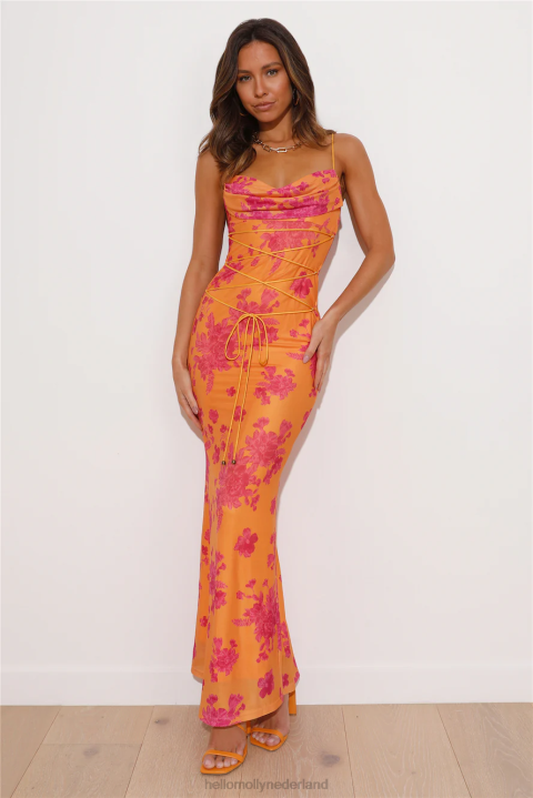 best bits mesh maxi-jurk oranje Hello Molly T6BF5791 kleding