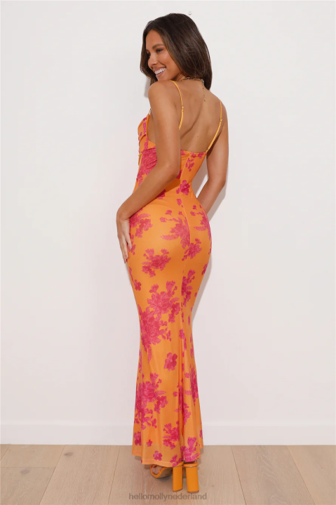 best bits mesh maxi-jurk oranje Hello Molly T6BF5791 kleding