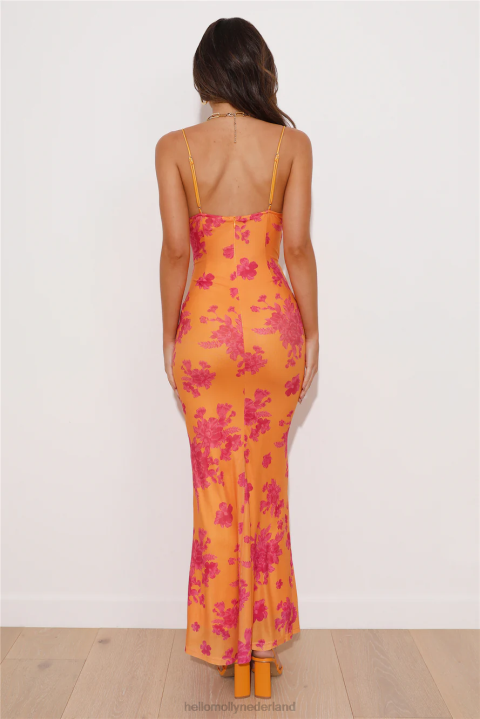 best bits mesh maxi-jurk oranje Hello Molly T6BF5791 kleding