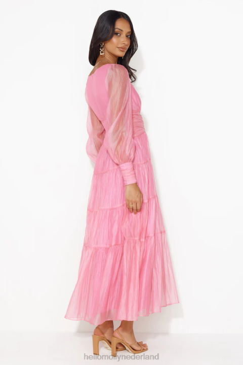 bloeiende maxi-jurk met lange mouwen roze voor meisjes Hello Molly T6BF5547 kleding