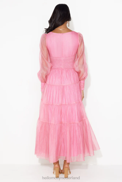 bloeiende maxi-jurk met lange mouwen roze voor meisjes Hello Molly T6BF5547 kleding