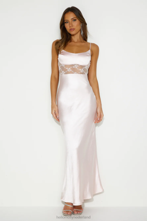 creëer met vertrouwen satijnen maxi-jurk roze Hello Molly T6BF5729 kleding