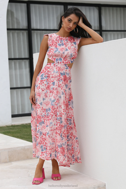 dansende meisjes maxi jurk rood Hello Molly T6BF6283 kleding