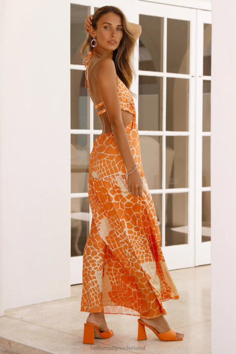 denken aan je maxi-jurk oranje Hello Molly T6BF3907 kleding