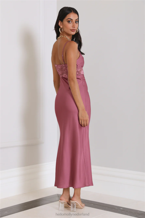 dressing om indruk te maken op satijnen maxi-jurk roze Hello Molly T6BF6265 kleding