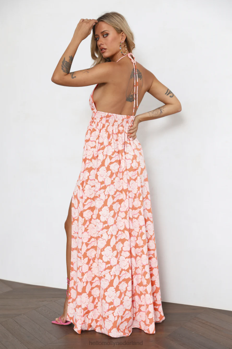 forever evergreen maxi-jurk oranje Hello Molly T6BF5997 kleding