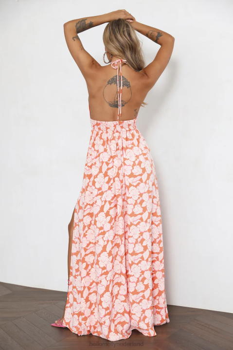 forever evergreen maxi-jurk oranje Hello Molly T6BF5997 kleding