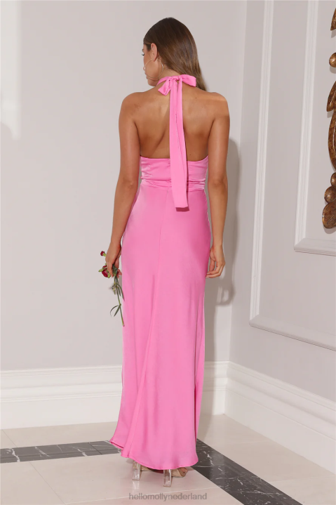 formeel avondje uit satijnen maxi-jurk roze Hello Molly T6BF5945 kleding
