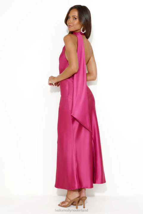 glinsterende satijnen maxi-jurk met sterren, felroze Hello Molly T6BF5463 kleding