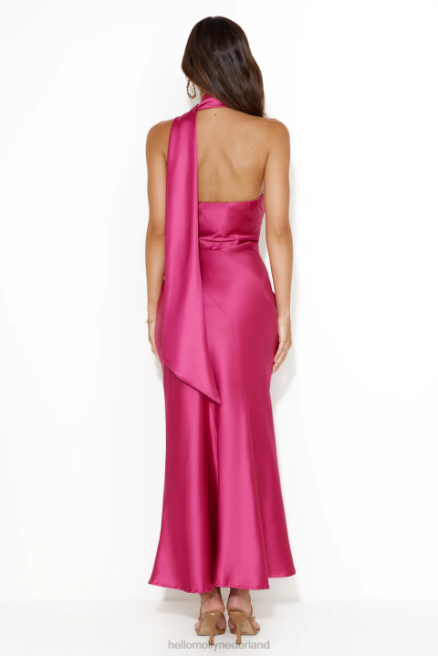 glinsterende satijnen maxi-jurk met sterren, felroze Hello Molly T6BF5463 kleding