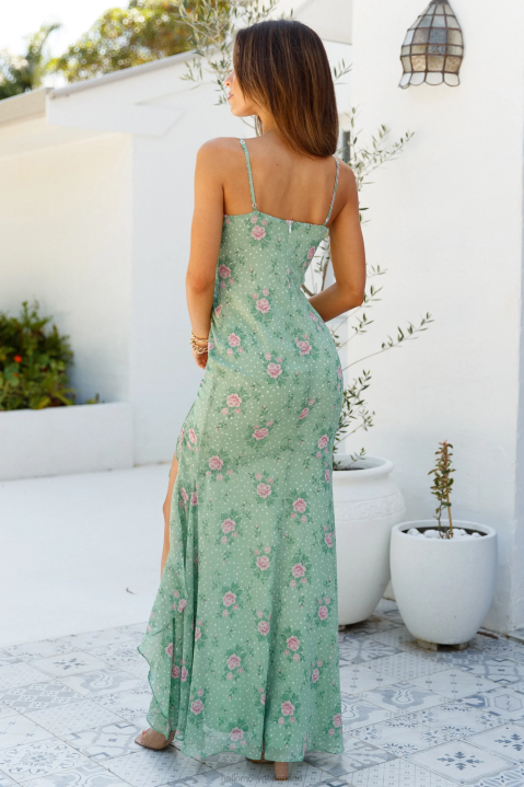 know my worth maxi-jurk groen Hello Molly T6BF6887 kleding