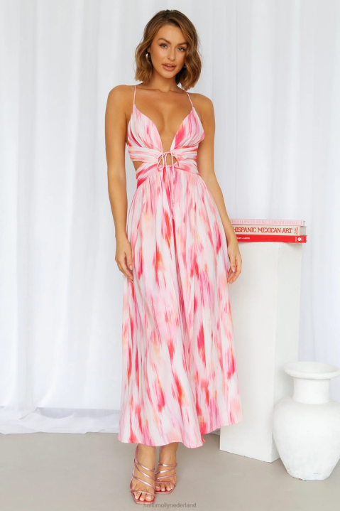 liefdesbrieven maxi jurk roze Hello Molly T6BF6801 kleding