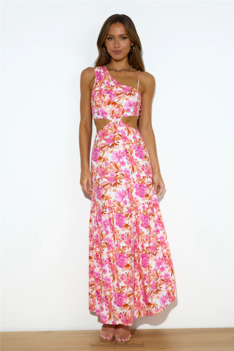 liefhebber van print maxi jurk roze Hello Molly T6BF5987 kleding