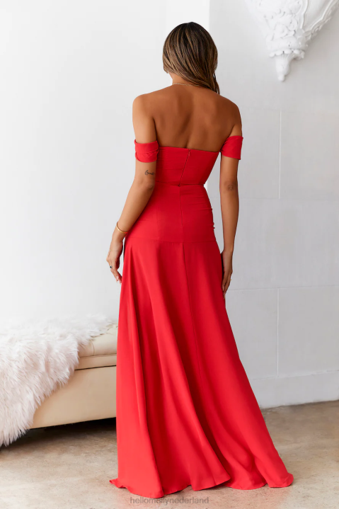 lieve emilia blushing cinderella maxi jurk rood Hello Molly T6BF6099 kleding