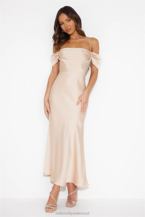 lover of love satijnen maxi-jurk champagne Hello Molly T6BF5569 kleding