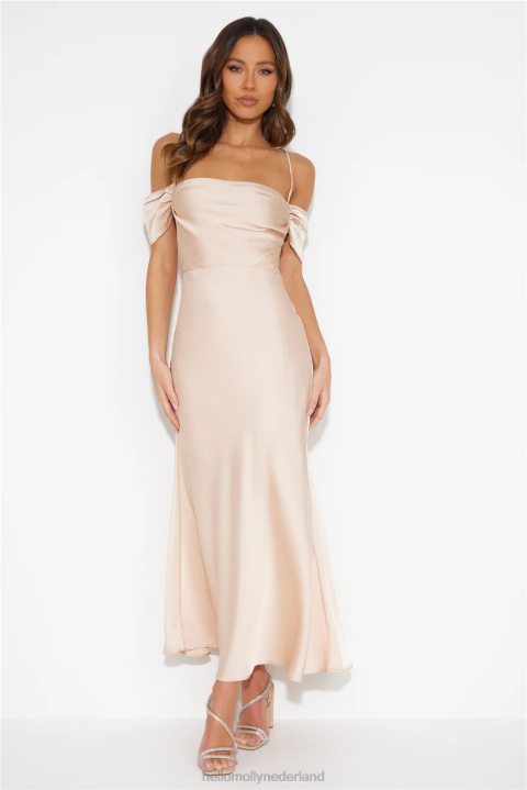 lover of love satijnen maxi-jurk champagne Hello Molly T6BF5569 kleding