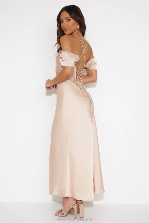 lover of love satijnen maxi-jurk champagne Hello Molly T6BF5569 kleding