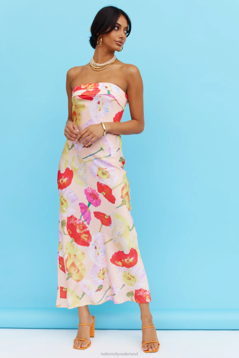 maxi-jurk met grote balken en bloemen Hello Molly T6BF6651 kleding