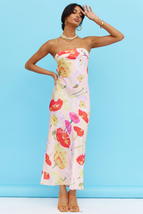maxi-jurk met grote balken en bloemen Hello Molly T6BF6651 kleding