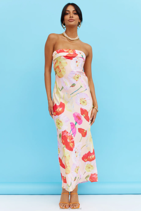 maxi-jurk met grote balken en bloemen Hello Molly T6BF6651 kleding