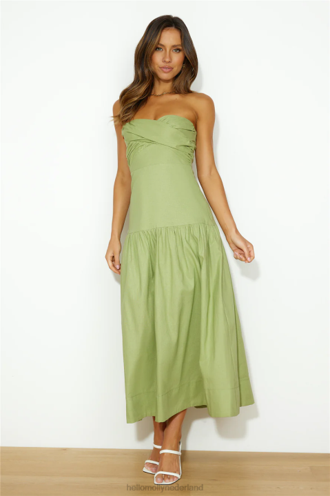 picknicks in het park maxi-jurk groen Hello Molly T6BF5389 kleding